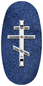 DASOV 519 SL SH BL Silver Orthodox Cross Shimmer Blue Background